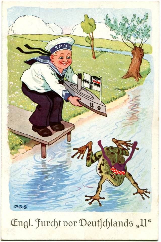 Englische Furcht vor Deutschlands »U« (AK Gebr. Metz 1915)