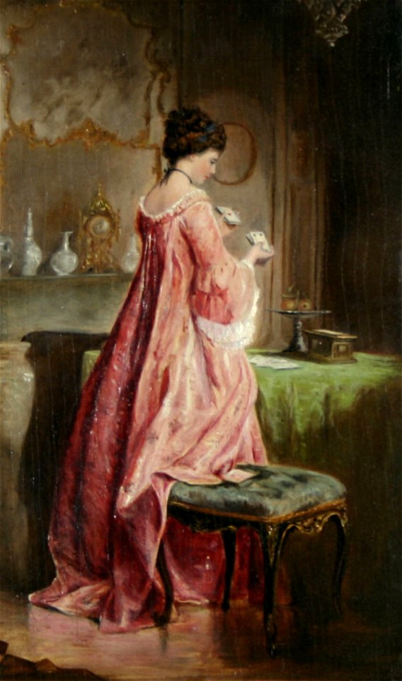 English School, 19th century - The Card Player