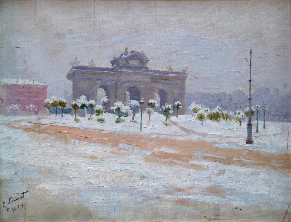 Enrique Simonet - Puerta de Alcalá nevada - 1911