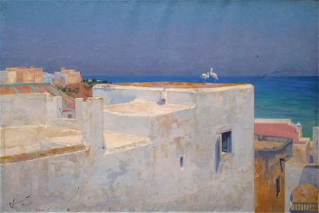 Enrique Simonet - Terrazas de Tánger - 1914. Free illustration for personal and commercial use.