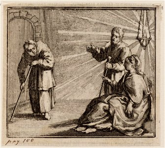 Gestadig houd sy voor ´t gesicht een lamp, objectnr A 19152