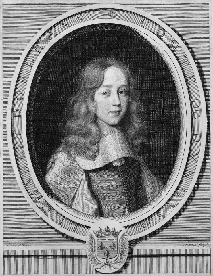 Engraved portrait of Jean Louis Charles d'Orléans (1646-1694), Duke of Longueville by Nanteuil