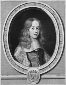 Engraved portrait of Jean Louis Charles d'Orléans (1646-1694), Duke of Longueville by Nanteuil