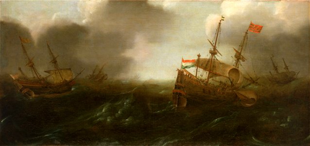English and Dutch ships in a heavy sea RMG BHC0736