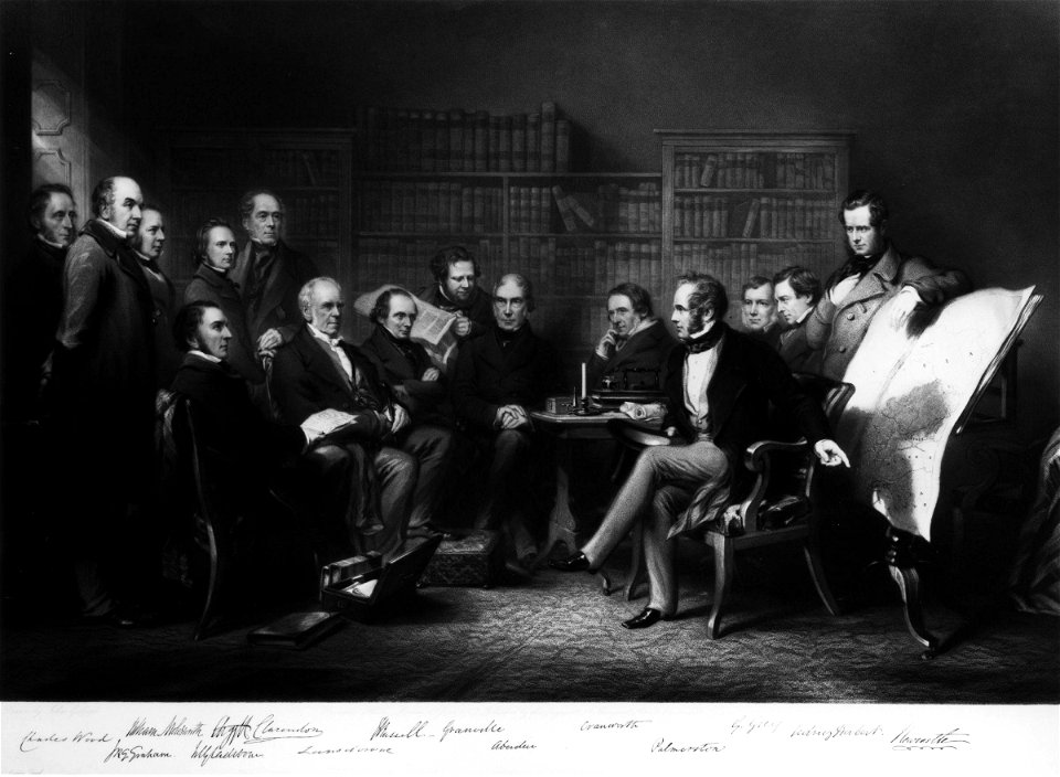 Engraving after 'The Coalition Ministry, 1854 by Sir John Gilbert