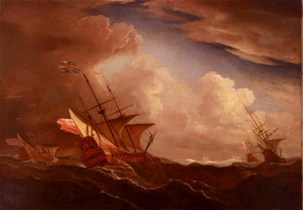 English Ships at Sea Beating to Windward in a Gale RMG BHC0899