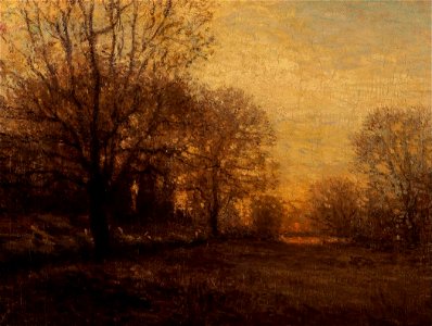 Autumn Sunset by John Joseph Enneking, oil on canvas. Free illustration for personal and commercial use.