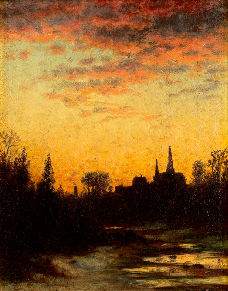 Church at Sunset, Hyde Park, Massachusetts by John Joseph Enneking, 1873