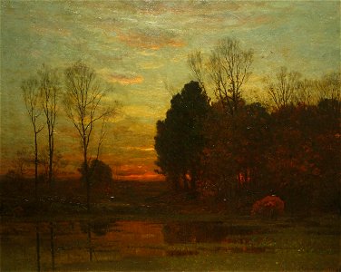 Tranquility at Sunset by John Joseph Enneking. Free illustration for personal and commercial use.