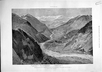 Entrance into the Bajaur, Valley of Panjkora River, contested by Umra Khan's men on April 13, 1895 - ILN 1895