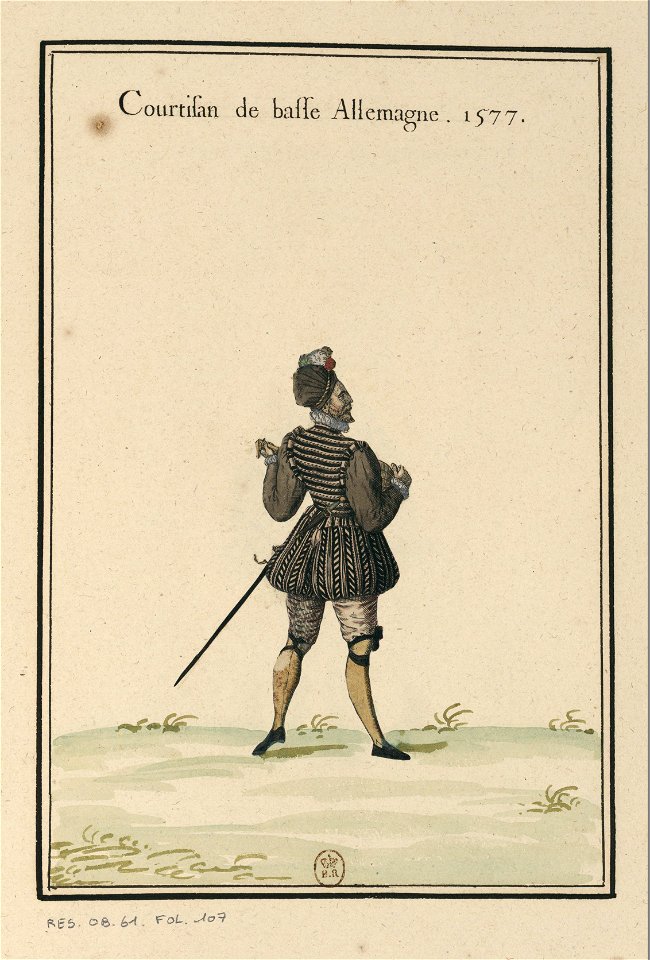 Ensemble de gravures de costumes d'Allemagne du XVIe siècle.f091