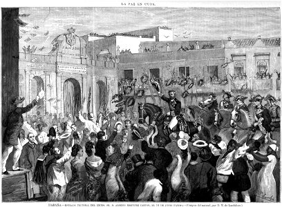Entrada triunfal de Arsenio Martínez Campos en La Habana, 1878. Free illustration for personal and commercial use.