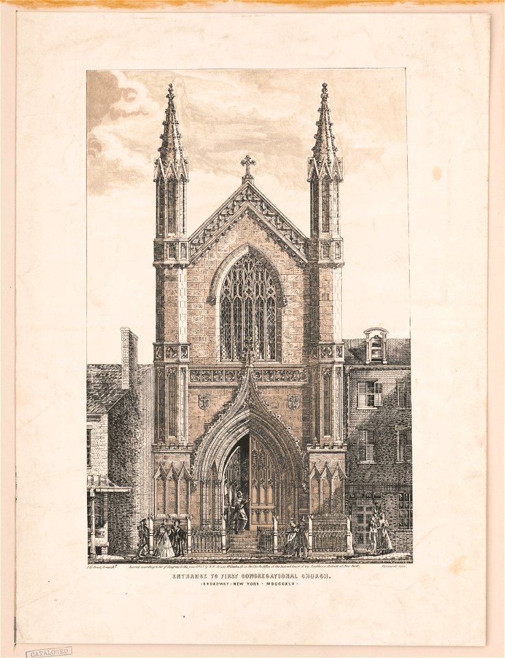 Entrance to First Congregational Church, Broadway, New York, MDCCCXLV LCCN2003677116