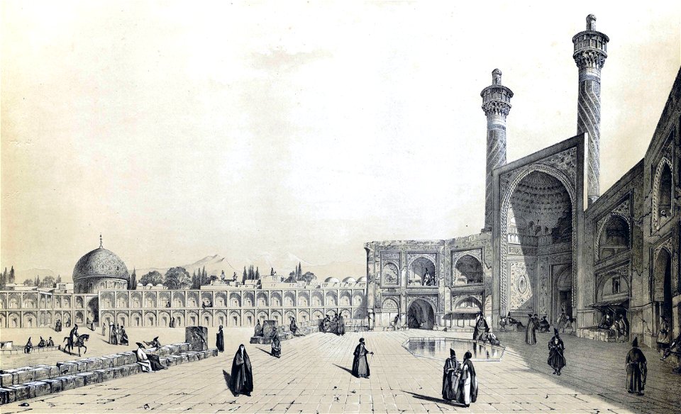 Entrance to the Jama Mosque , Isfahan by Eugène Flandin