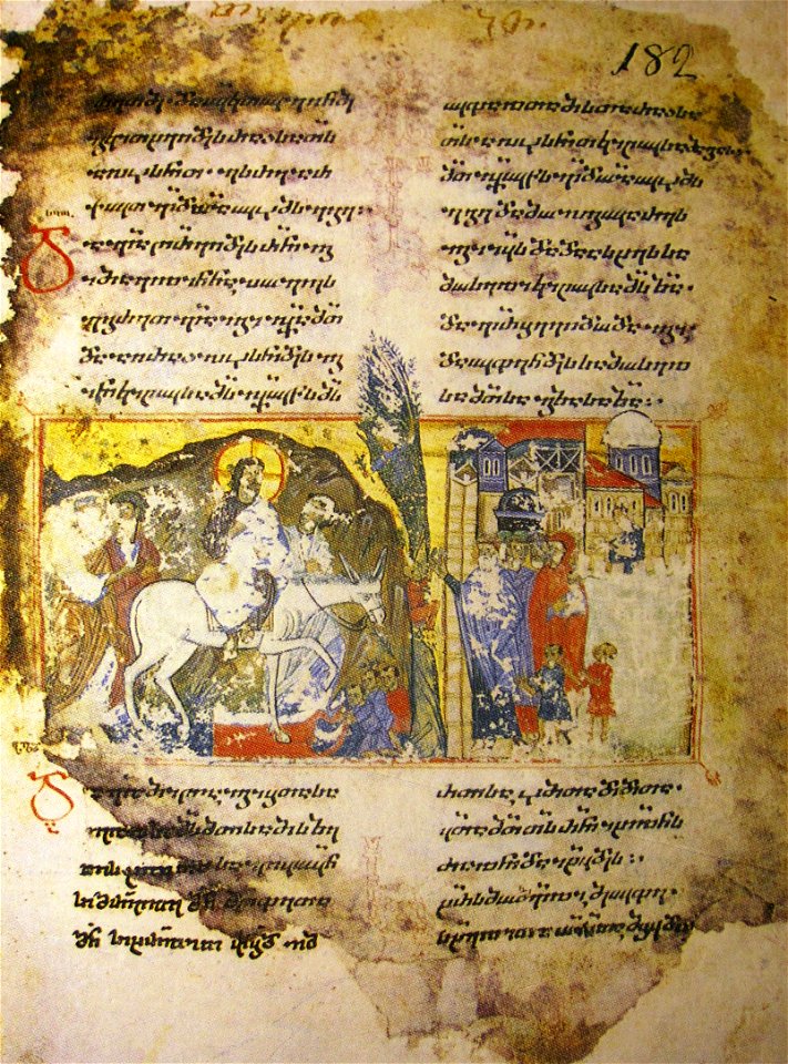 Entry into Jerusalem, Jruchi II H-1667, 182r, 12th c