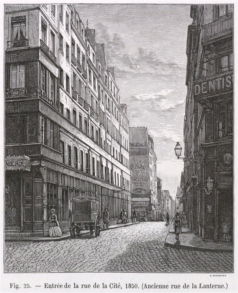 Entrée de la Rue de la cité, 1850 - Ancienne Rue de la lanterne