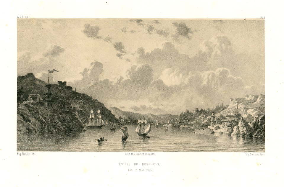 Entrée du Bosphore, par la Mer Noire - Flandin Eugène - 1853