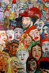 James Ensor, Self Portrait with Masks (1899) oil on canvas, 117 x 82 cm ...