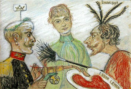 Ensor et Leman discutant peinture, 1890, 12 x 16 cm, Kunstmuseum aan Zee, Ostend