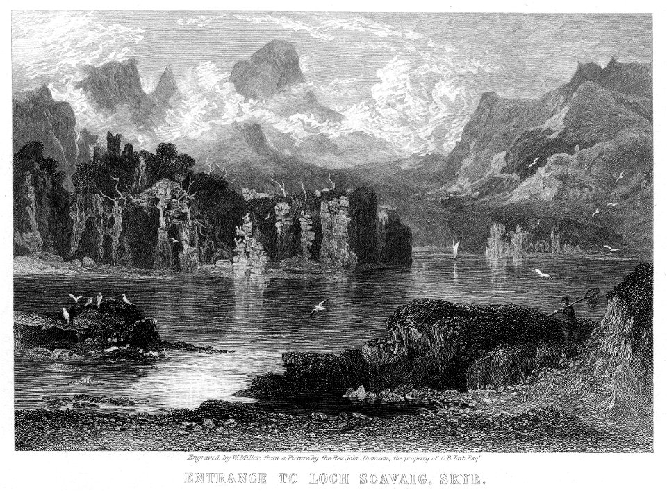 Entrance to Loch Skavaig, Skye engraving by William Miller after Rev John Thomson