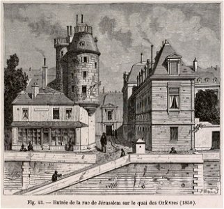 Entrée de la rue de Jérusalem sur le quai des Orfèvres, 1850