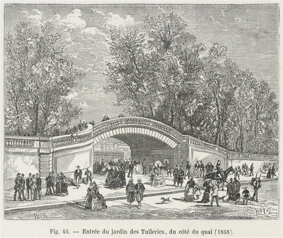 Entrée du jardin des Tuileries, du côté du quai, 1858
