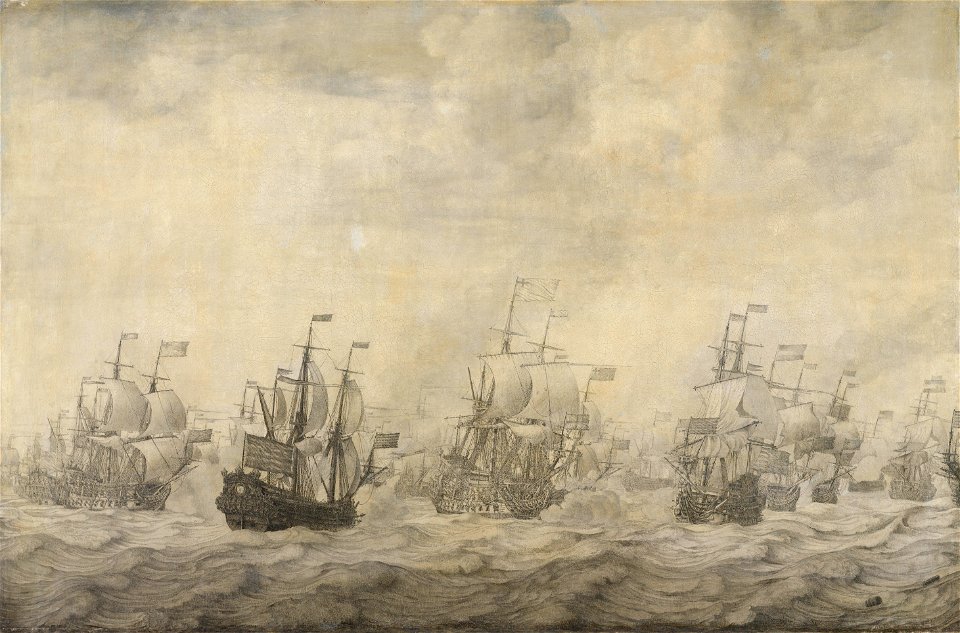 Episode uit de Vierdaagse Zeeslag, 11-14 juni 1666, in de Tweede Engelse Zeeoorlog (1665-67) Rijksmuseum SK-A-840