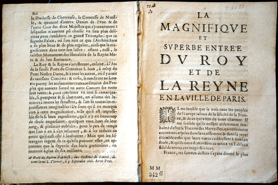 Entrée du Roy Reine à Paris 82672