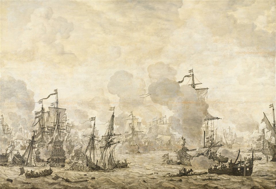 Episode uit de slag in het Sont tussen de Hollandse en Zweedse vloot, 8 november 1658 Rijksmuseum SK-A-1388