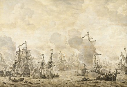Episode uit de slag in het Sont tussen de Hollandse en Zweedse vloot, 8 november 1658 Rijksmuseum SK-A-1388