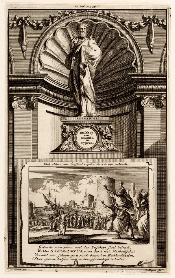 Epiphanivs, bisschop van Salamis, in Cypren, werd aldaar, van Constantinopelen dood te rug gebracht, objectnr A 47748