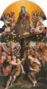 Ercole Ramazzani, L'Immacolata Concezione e l'albero della Scienza del Bene e del Male (Allegoria della Concezione), 1573, Matelica, chiesa di San Francesco