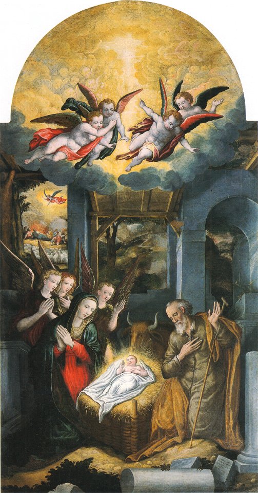 Ercole Ramazzani, Natività di Gesù, 1580, San Costanzo, chiesa parrocchiale dei santi Costanzo e Cristoforo