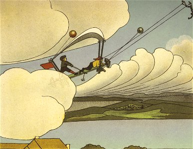 Eric O. W. Ehrström - Illustration for the book Around the Earth in an Airplane (green landscape)