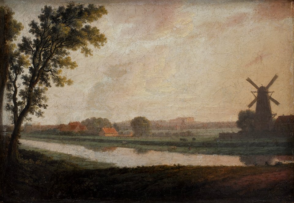 Erik Pauelsen - Landscape outside Copenhagen with Frederiksberg Church and Palace in the Distance - KMS1023 - Statens Museum for Kunst