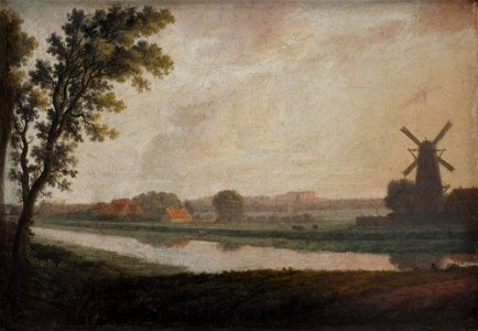 Erik Pauelsen - Landscape outside Copenhagen with Frederiksberg Church and Palace in the Distance - KMS1023 - Statens Museum for Kunst