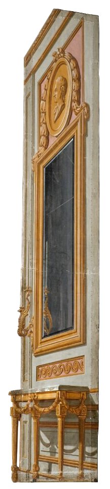 Erik Palmstedt - Del av Kuliss till en kammare, 15 delar, Kuliss för vänstra delen av scenen, vägg med spegel och bord - NMGrh 3804g - Nationalmuseum