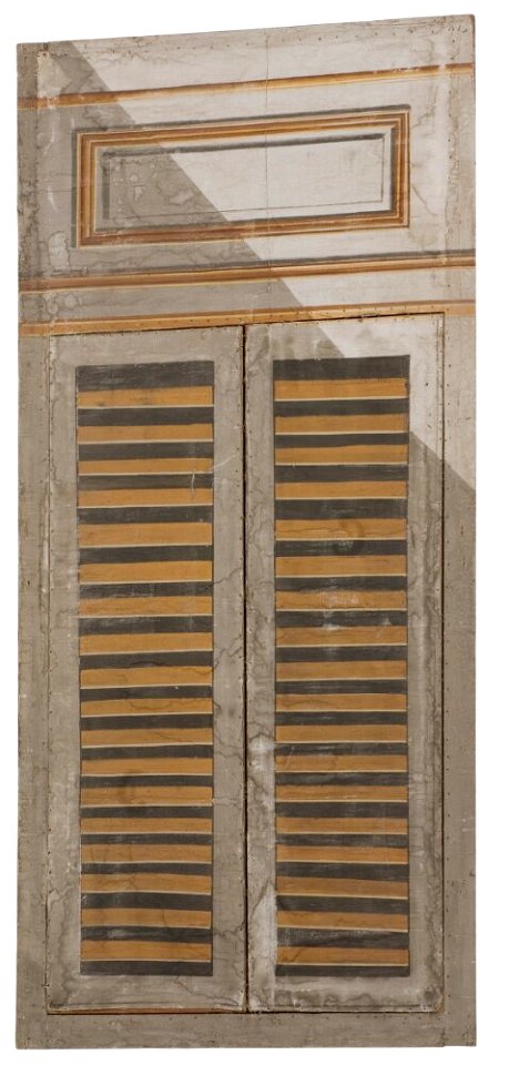 Erik Palmstedt - Kuliss till En kammare, del av vägg med fönsterluckor - NMGrh 3809 - Nationalmuseum