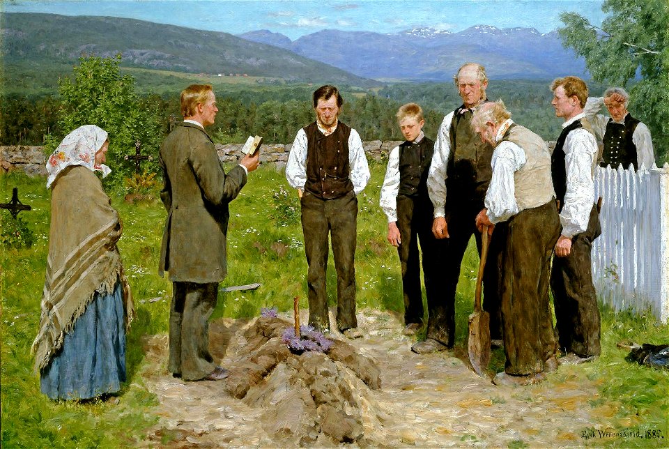 Erik Werenskiold - Bondebegravelse (Nasjonalmuseet)