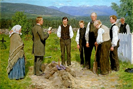 Erik Werenskiold - Bondebegravelse (Nasjonalmuseet)