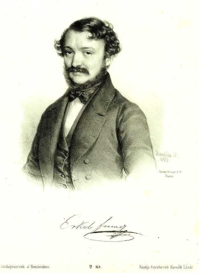 Erkel Ferenc (1810-1893) litográfia Barabás Miklós