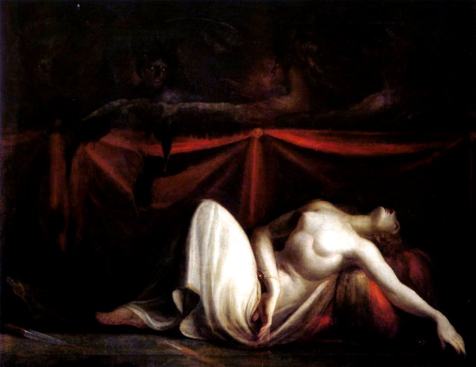 Erinyes Drive Alcmaeon from the Corpse of Eriphyle (Füssli)
