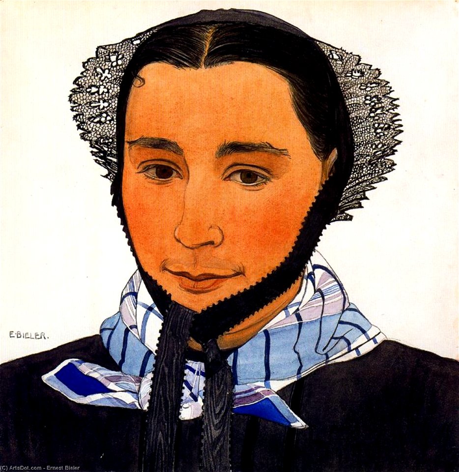Ernest Biéler Marie Valaisanne à la coiffe de dentelle