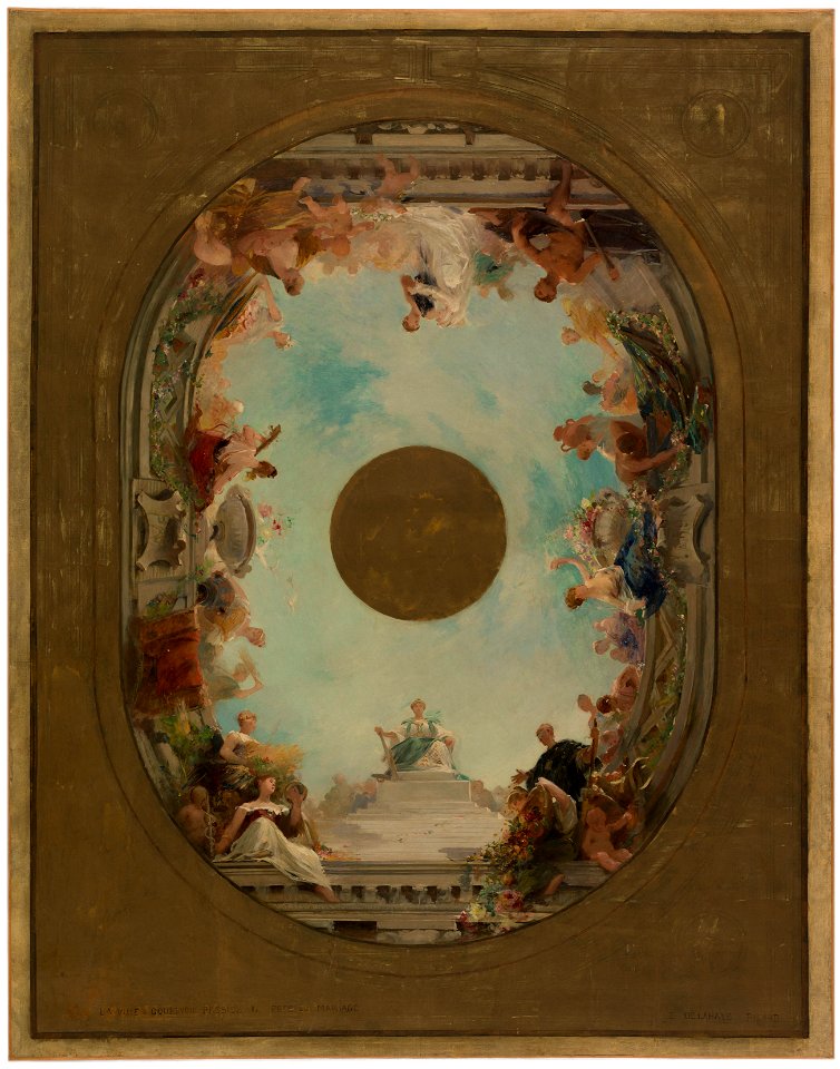 Ernest Jean Delahaye - Esquisse pour la mairie de Courbevoie , la Ville de Courbevoie préside la fête du mariage - PPP3951 - Musée des Beaux-Arts de la ville de Paris