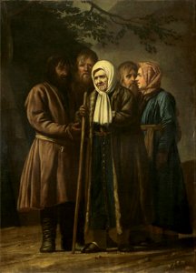 100-Year-Old Woman from Tsarskoe Selo with Family by V. Eriksen (1771, Russian museum). Free illustration for personal and commercial use.