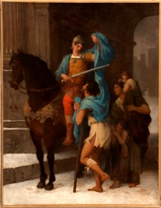 Ernest-Barthélémy Michel - Esquisse pour l'église Saint-Nicolas-des-Champs , Saint Martin partageant son manteau avec un mendiant - PPP4741 - Musée des Beaux-Arts de la ville de Paris