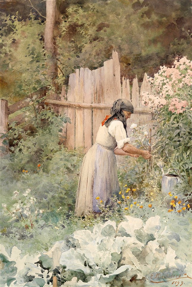 Ernestine von Kirchsberg Bäuerin in ihrem Gemüsegarten