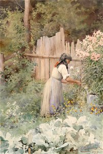 Ernestine von Kirchsberg Bäuerin in ihrem Gemüsegarten