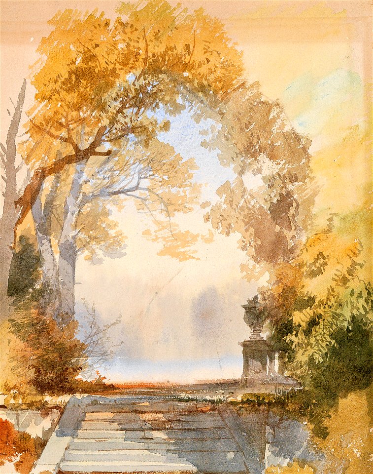 Ernst Erwin Oehme Herbstlicher Park mit einer Treppe