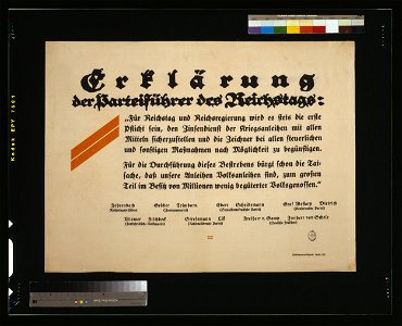 Erklärung der Parteiführer des Reichstags - Bernhard. LCCN2004665837. Free illustration for personal and commercial use.